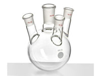 MSE PRO Slanted Four-Mouth Round Bottom Ball Bottle, Middle Grinding Mouth: 24/40, Side Mouth: 19/22, Front Mouth: 19/22, 500mL