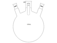 MSE PRO Slanted Four-Mouth Round Bottom Ball Bottle, Middle Grinding Mouth: 40/50, Side Mouth: 24/40, Front Mouth: 14/20, 5000mL