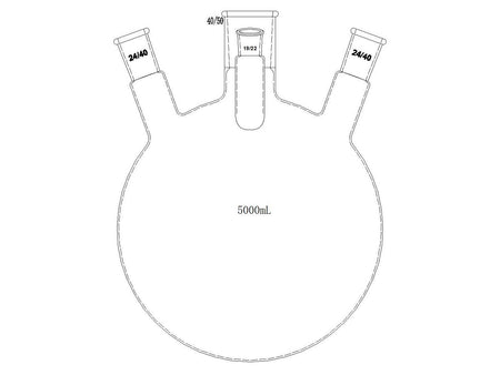 MSE PRO Slanted Four-Mouth Round Bottom Ball Bottle, Middle Grinding Mouth: 40/50, Side Mouth: 24/40, Front Mouth: 19/22, 5000mL