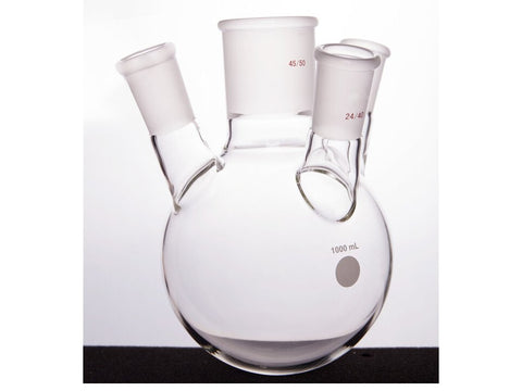 MSE PRO Slanted Four-Mouth Round Bottom Ball Bottle, Middle Grinding Mouth: 45/50, Side Grinding Mouth: 24/40, 1000mL