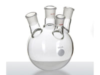 MSE PRO Slanted Four-Mouth Round Bottom Ball Bottle, Middle Mouth: 19/22, Side Mouth: 19/22, Front Mouth: 14/20, 500mL