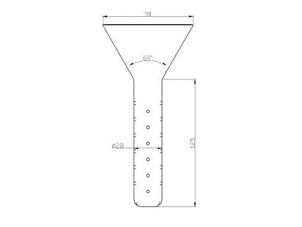 MSE PRO Liquid Addition Funnel, Lower End Small Tube Diameter × Length: 28 × 125mm
