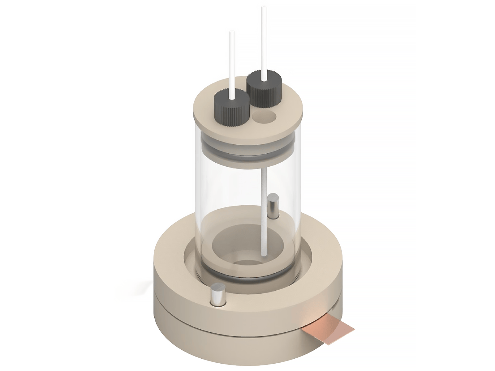 Bottom mount electrochemical cell setup, 15mm x 15mm, Electrochemical Products, Redox.me, MSE Supplies