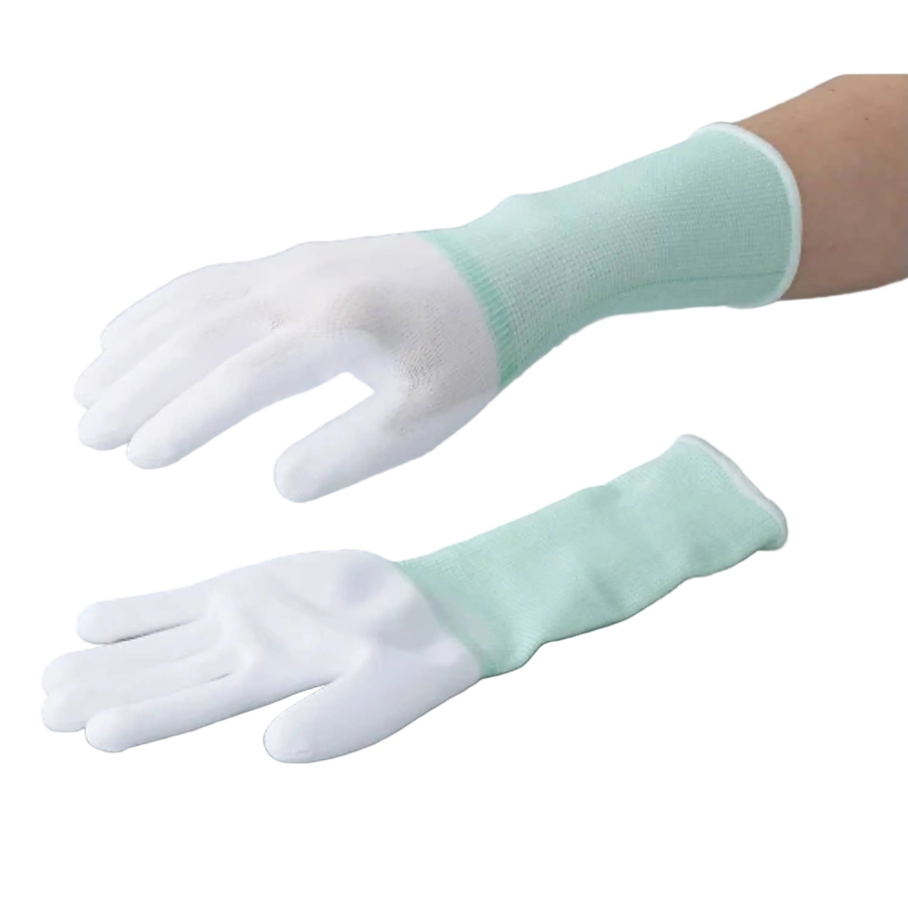 ASPURE 10 pairs Long PU Coat Gloves Over Lock Type Palm Coated M