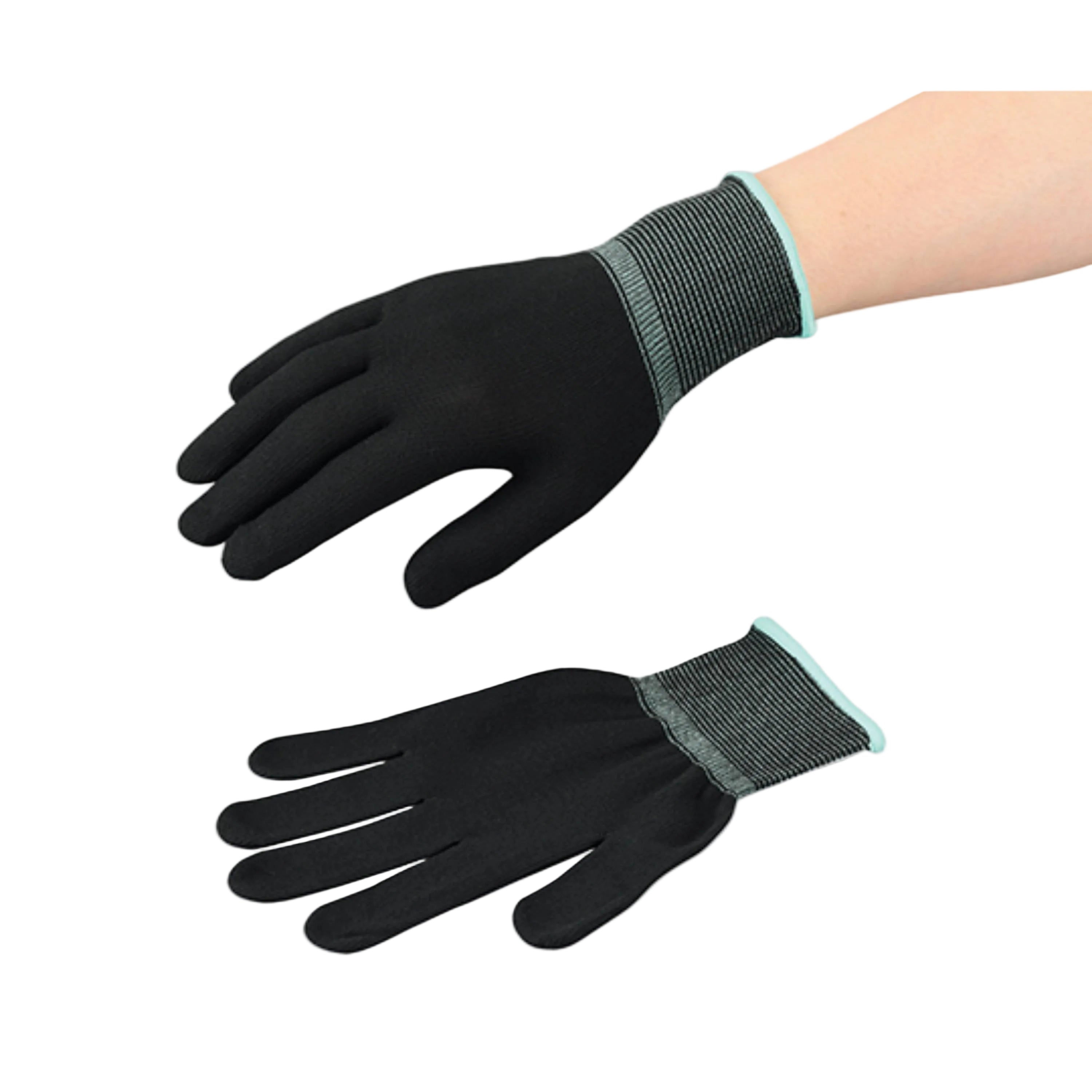 ASPURE Inner Gloves Black Overlock, Polyester M 10 Pairs/Bag