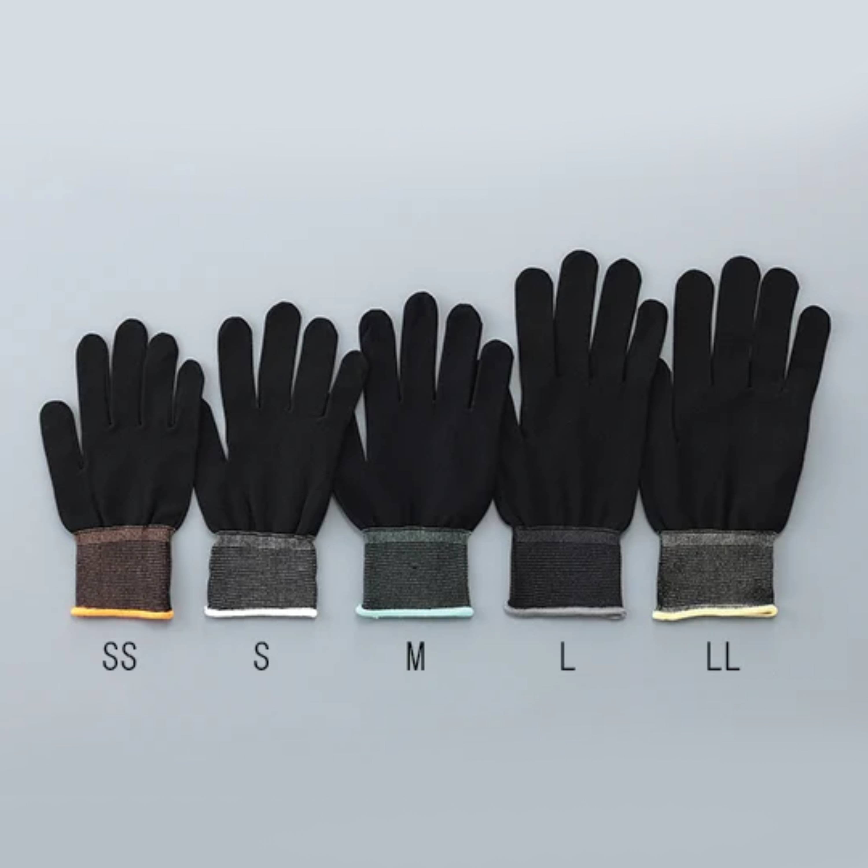 ASPURE Inner Gloves Black Overlock, Polyester M 10 Pairs/Bag