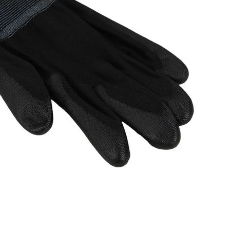 ASPURE Black PU Gloves Overlock, Polyester, Palm Coated L 10 Pairs/Bag