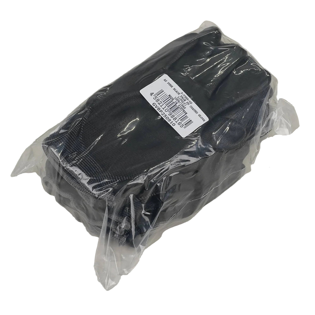 ASPURE Black PU Gloves Overlock, Polyester, Palm Coated L 10 Pairs/Bag