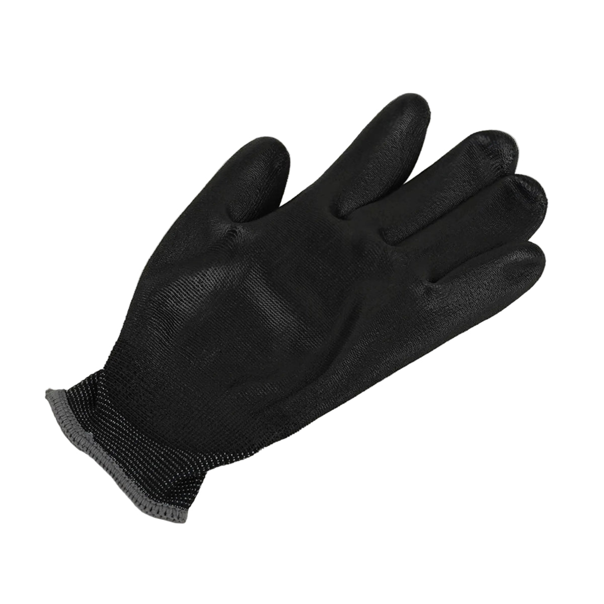 ASPURE Black PU Gloves Overlock, Polyester, Palm Coated L 10 Pairs/Bag