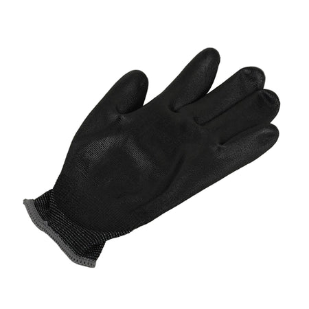 ASPURE Black PU Gloves Overlock, Polyester, Palm Coated L 10 Pairs/Bag