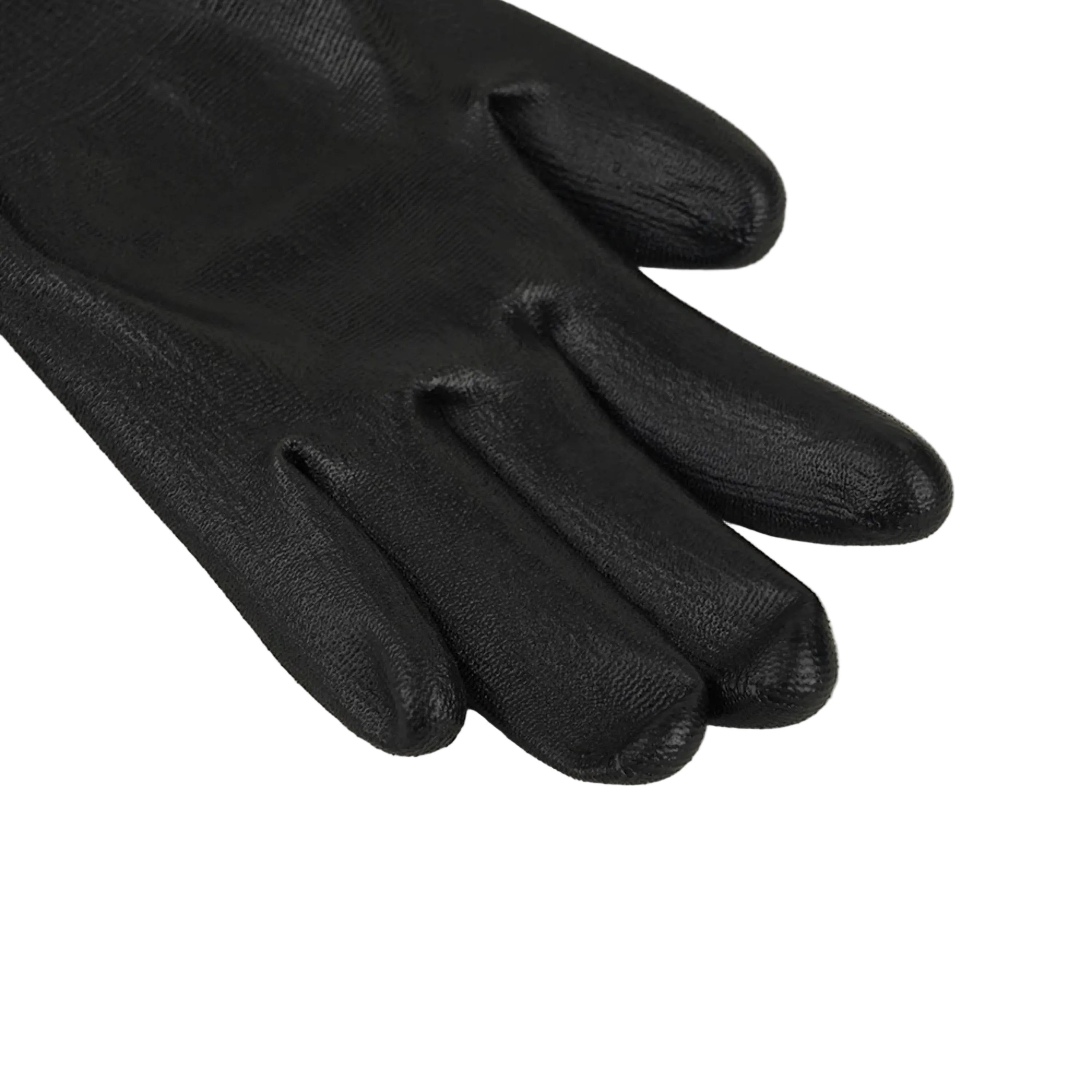 ASPURE Black PU Gloves Overlock, Polyester, Palm Coated L 10 Pairs/Bag