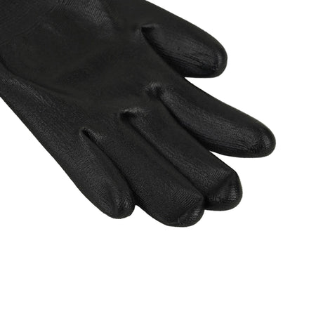 ASPURE Black PU Gloves Overlock, Polyester, Palm Coated L 10 Pairs/Bag