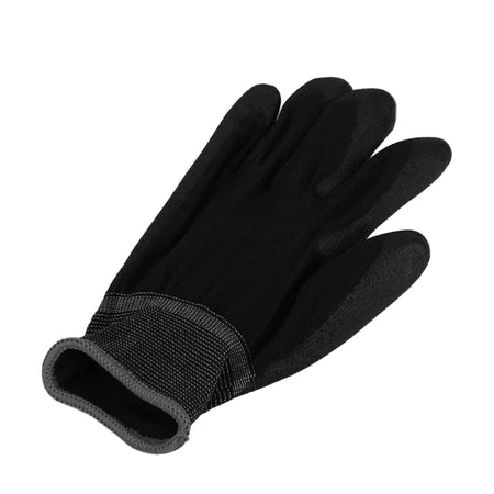 ASPURE Black PU Gloves Overlock, Polyester, Palm Coated L 10 Pairs/Bag