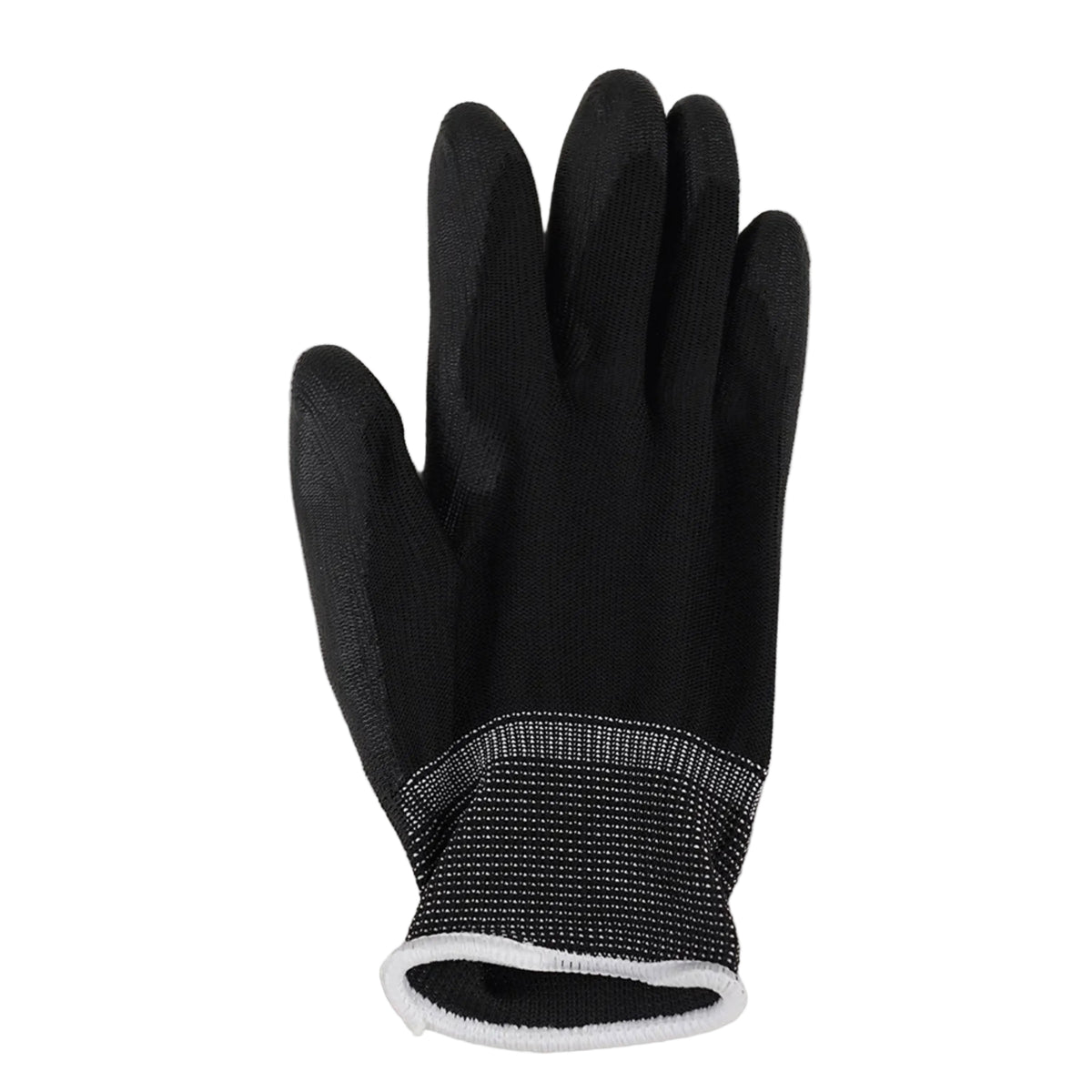 ASPURE Black PU Gloves Overlock, Polyester, Palm Coated S 10 Pairs/Bag