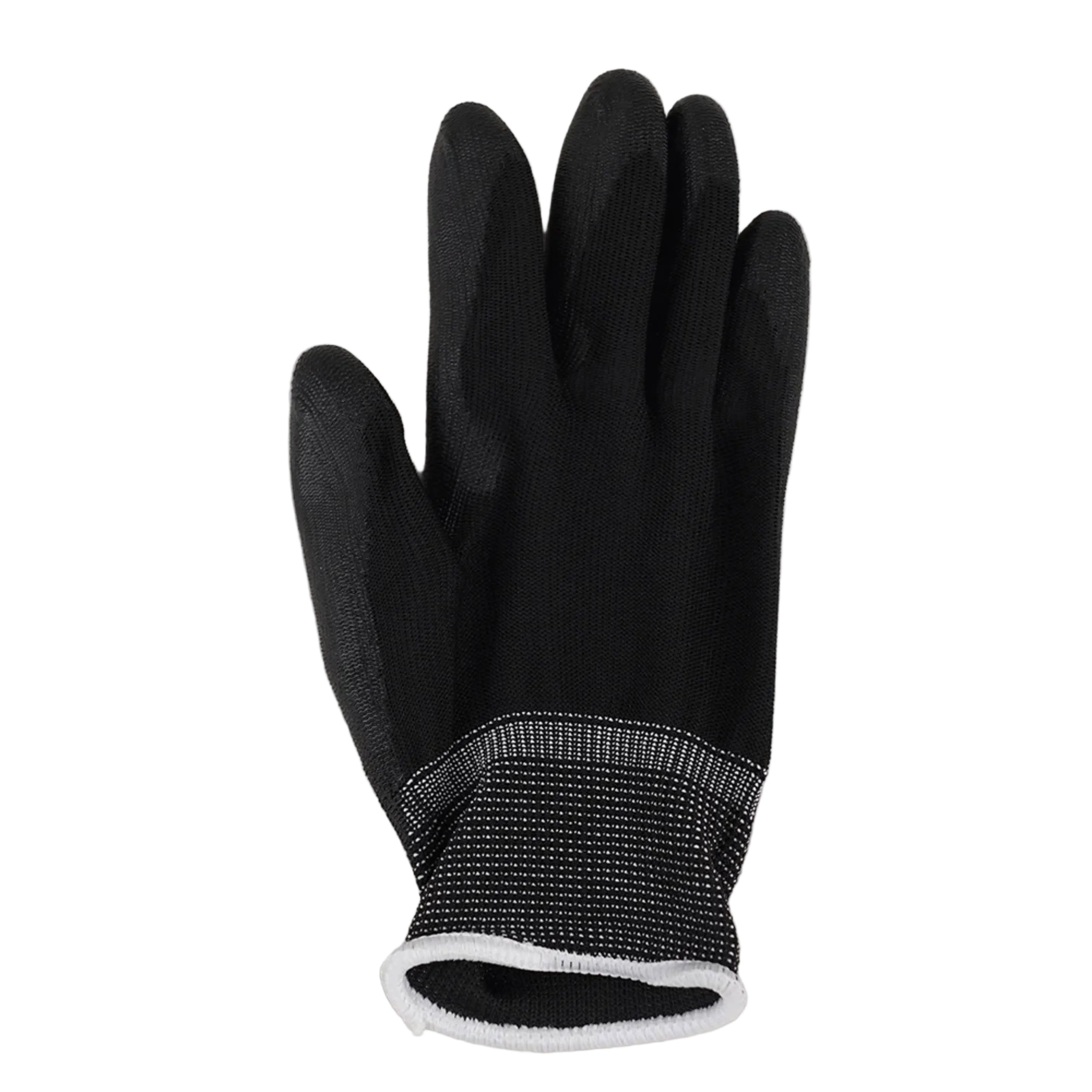 ASPURE Black PU Gloves Overlock, Polyester, Palm Coated S 10 Pairs/Bag