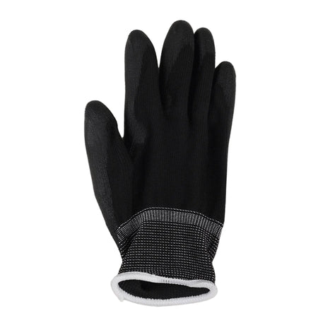 ASPURE Black PU Gloves Overlock, Polyester, Palm Coated S 10 Pairs/Bag