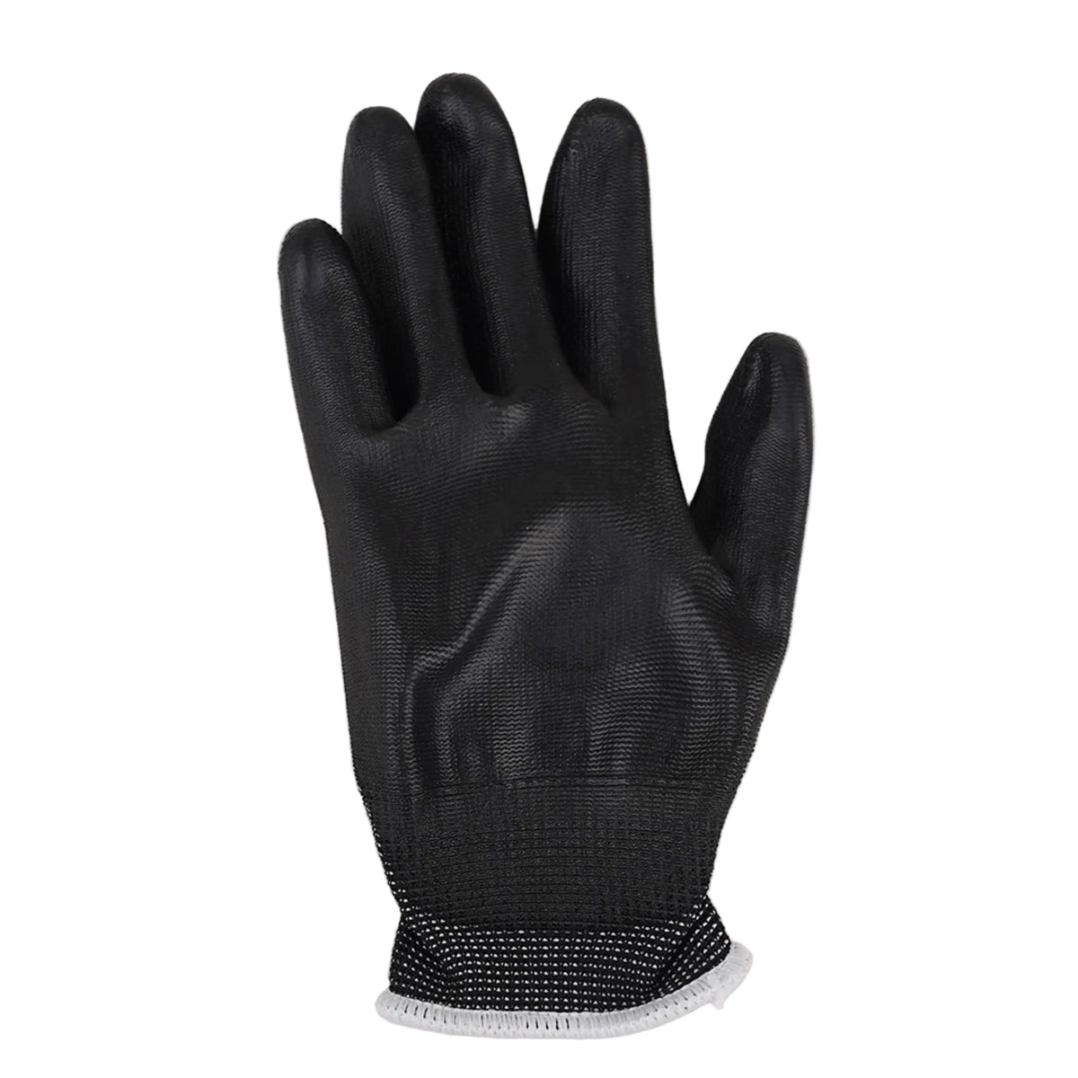 ASPURE Black PU Gloves Overlock, Polyester, Palm Coated S 10 Pairs/Bag