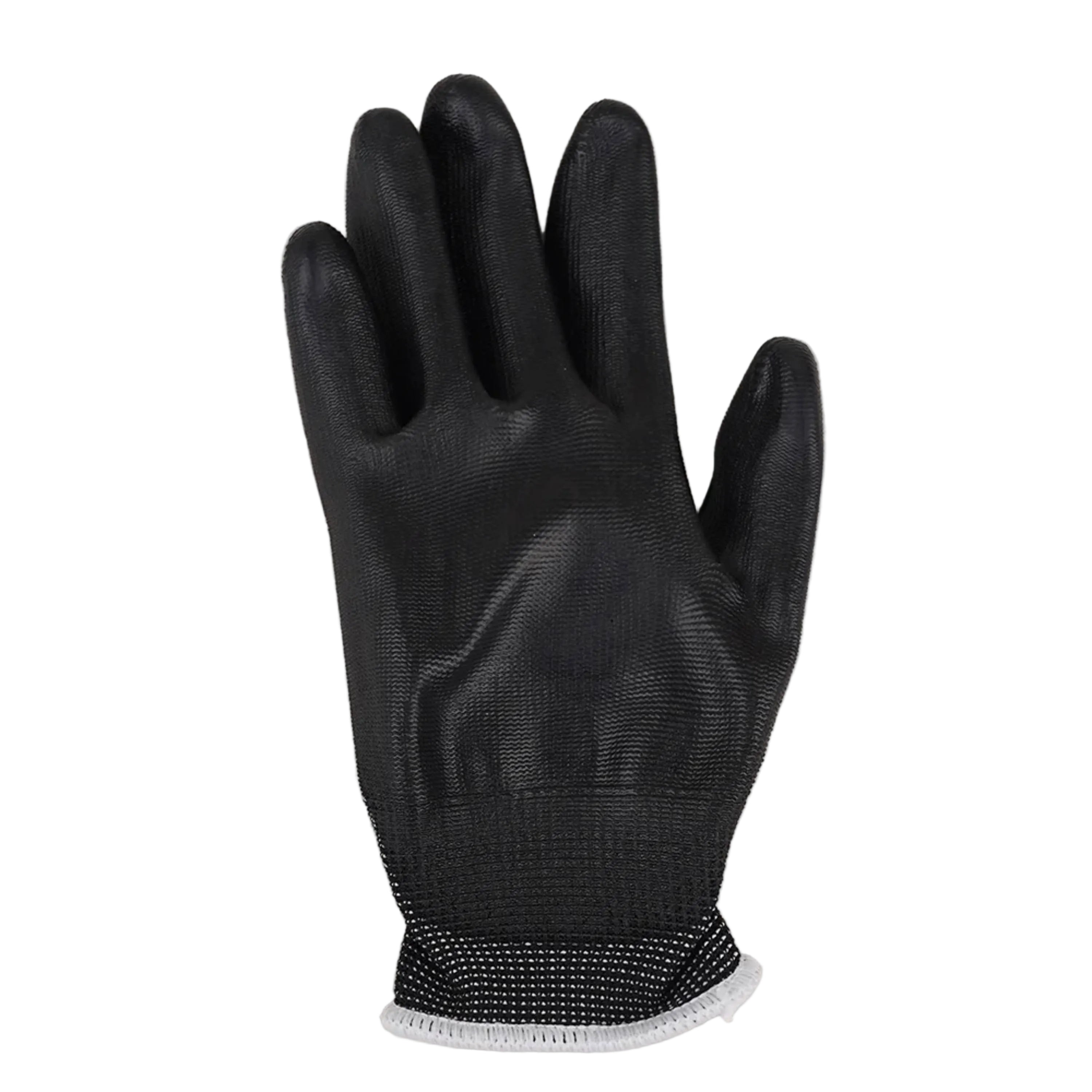 ASPURE Black PU Gloves Overlock, Polyester, Palm Coated S 10 Pairs/Bag