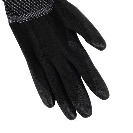 ASPURE Black PU Gloves Overlock, Polyester, Palm Coated S 10 Pairs/Bag