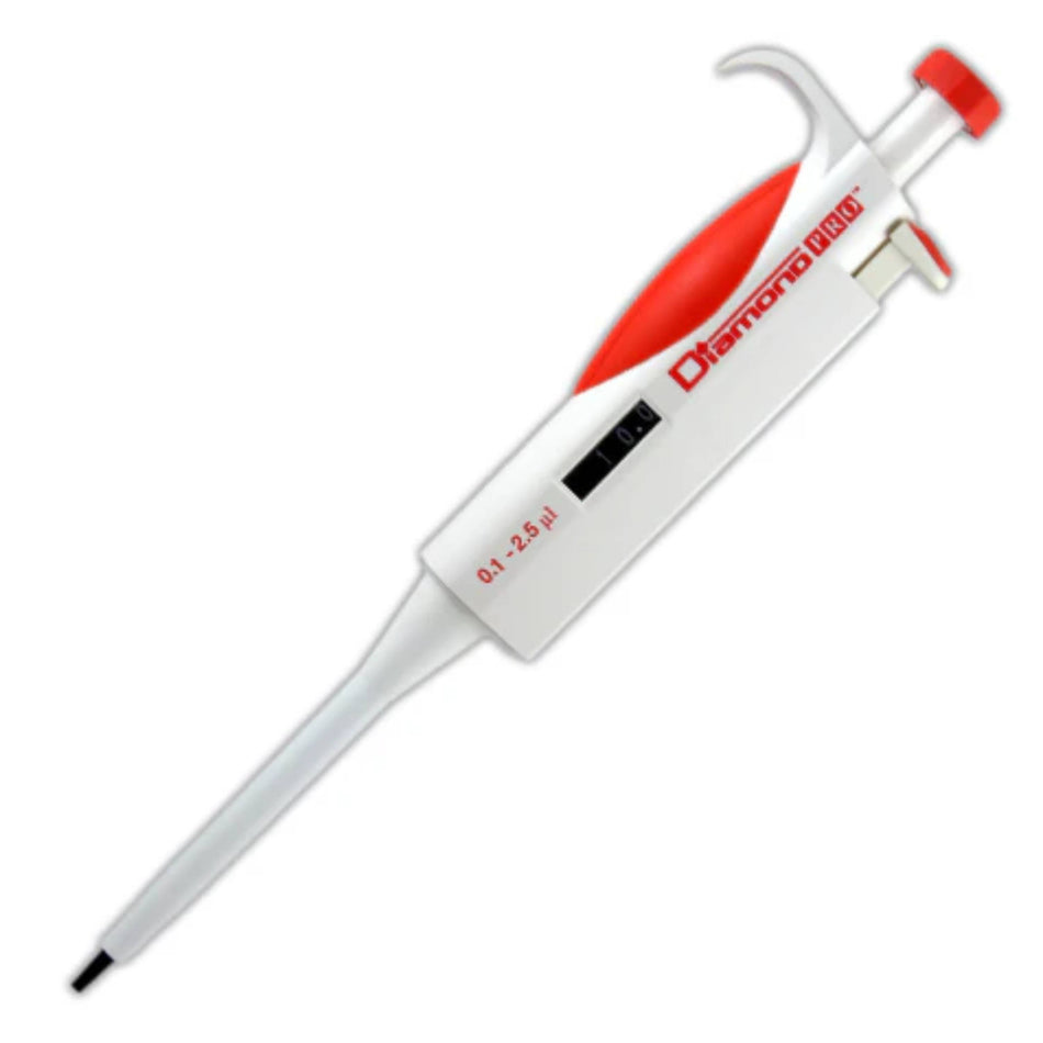 Globe Scientific Diamond PRO Adjustable Pipette0.1 - 2.5ul, Red