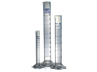 Witeg Graduated Cylinder Class B with Spout Tall Form Blue Graduated