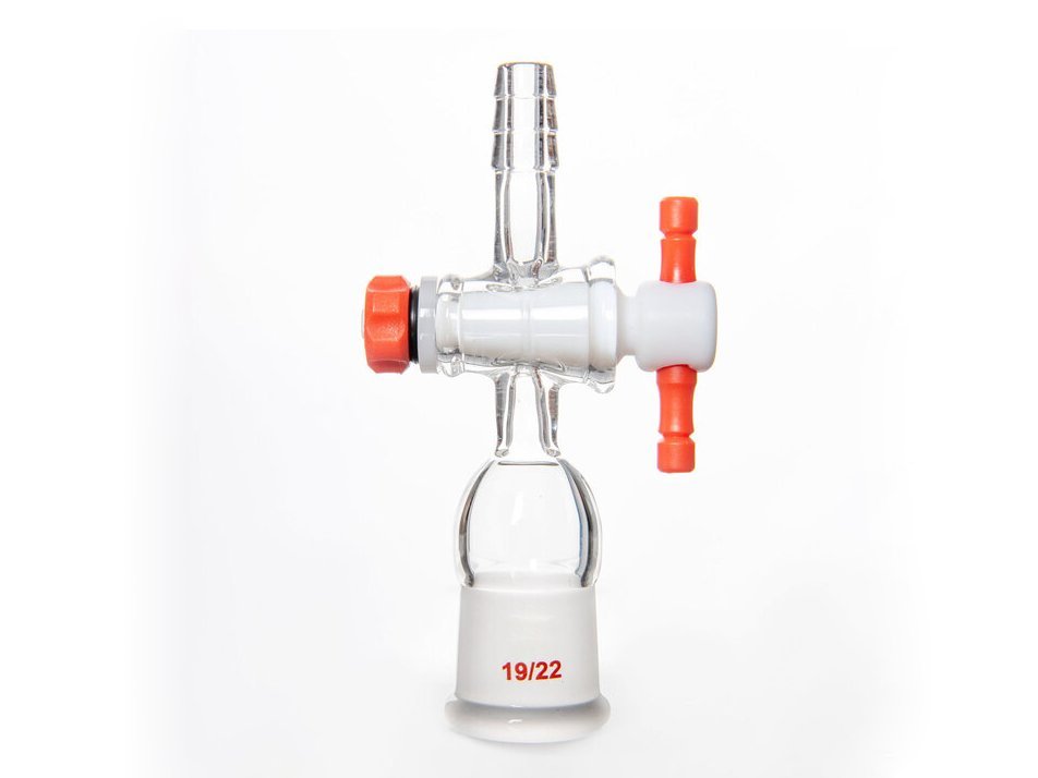 MSE PRO Straight Exhaust Joint, Internal Grinding Mouth, with PTFE Valve, 19/22, 2mm Valve Aperture