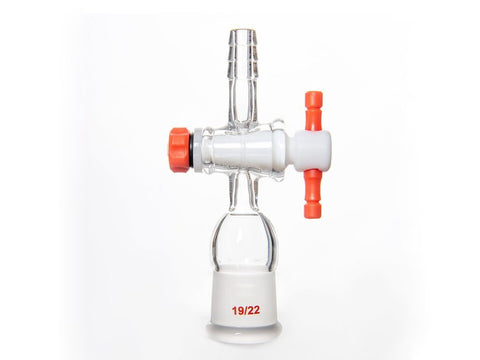 MSE PRO Straight Exhaust Joint, Internal Grinding Mouth, with PTFE Valve, 19/22, 2mm Valve Aperture