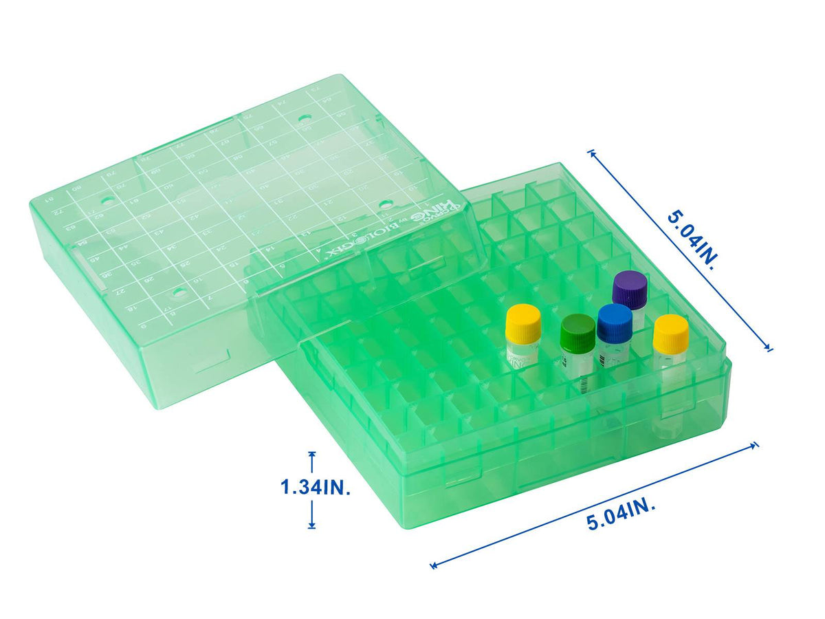 Biologix CryoKING® PP Cryogenic Boxes (2in. 81-Well) Assorted color, 5/Pack. 20/Case - MSE Supplies LLC