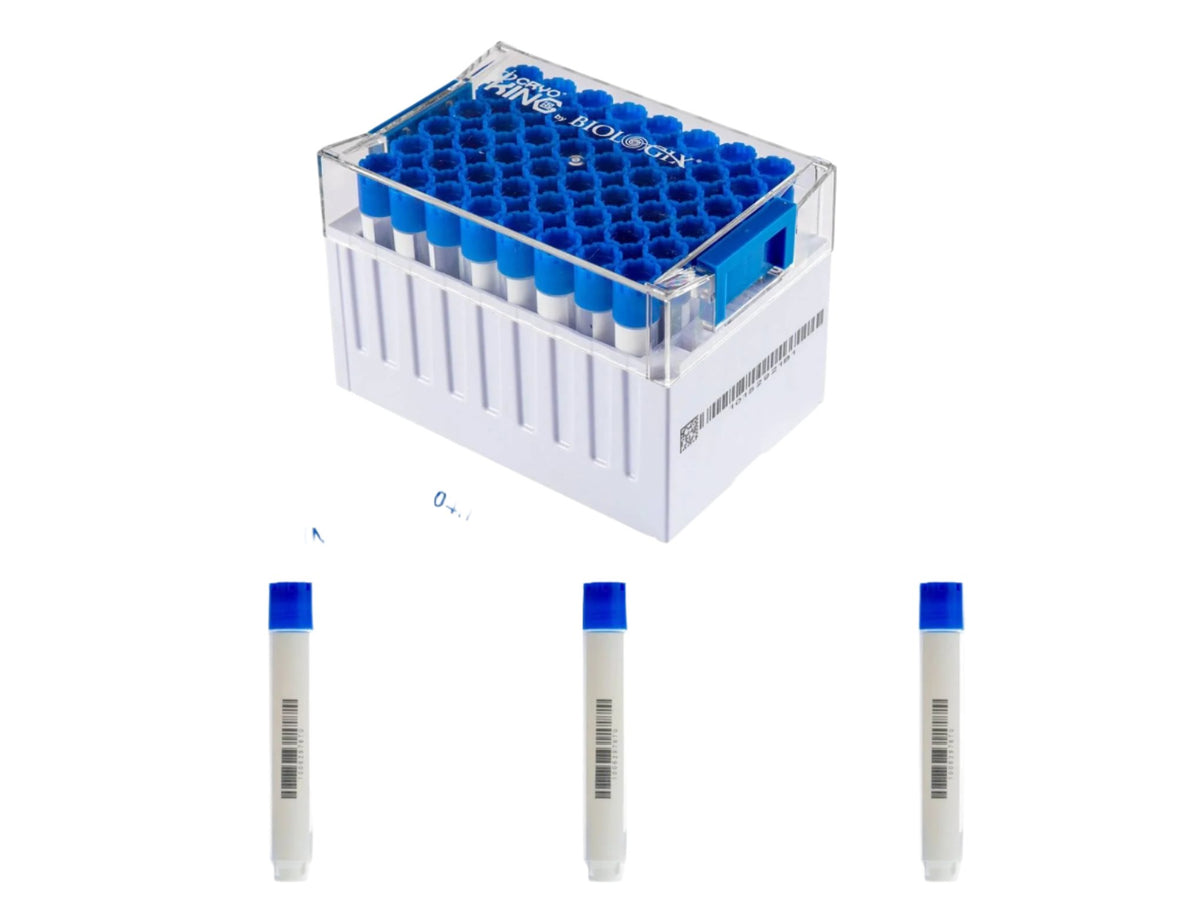Biologix SBS Format Cryogenic Vials-1mL, 2mL, 5mL, 48-Well, Racked, External Thread, 10 Sets/Pack, 2 Packs/Case
