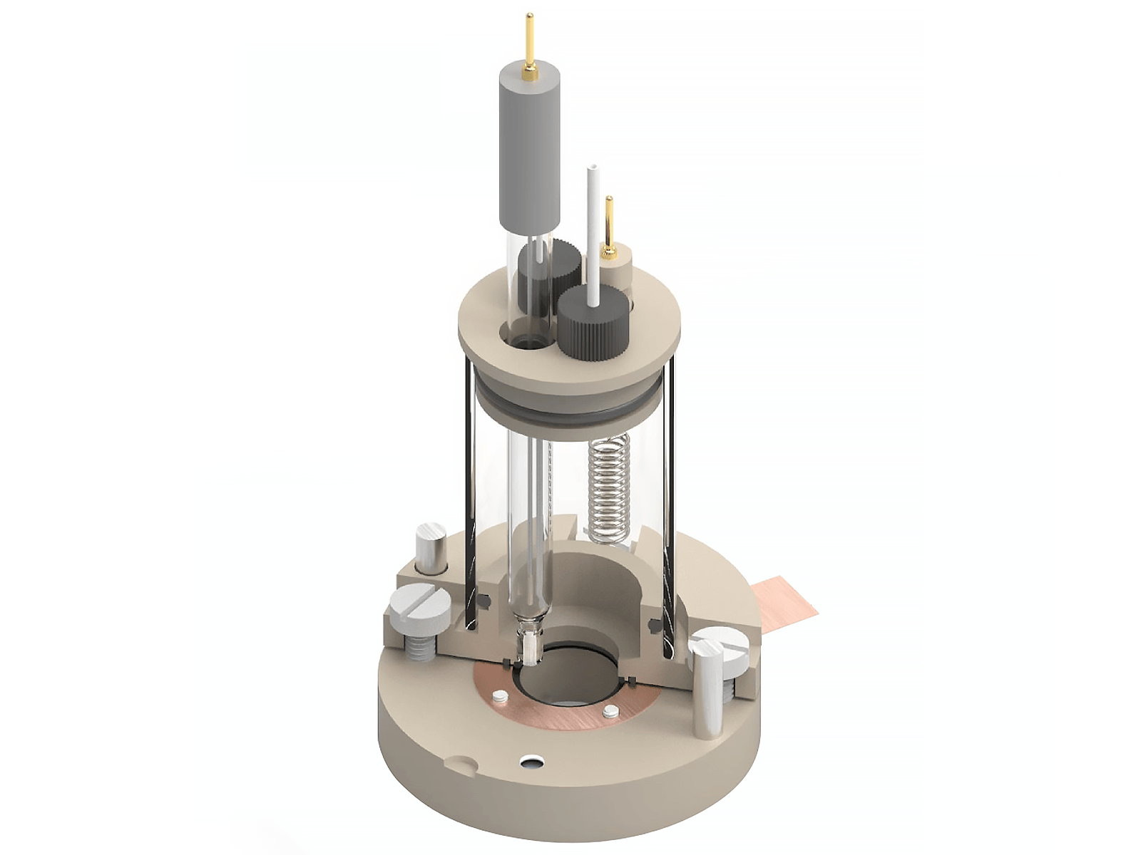 Bottom mount electrochemical cell setup, 15mm x 15mm, Electrochemical Products, Redox.me, MSE Supplies