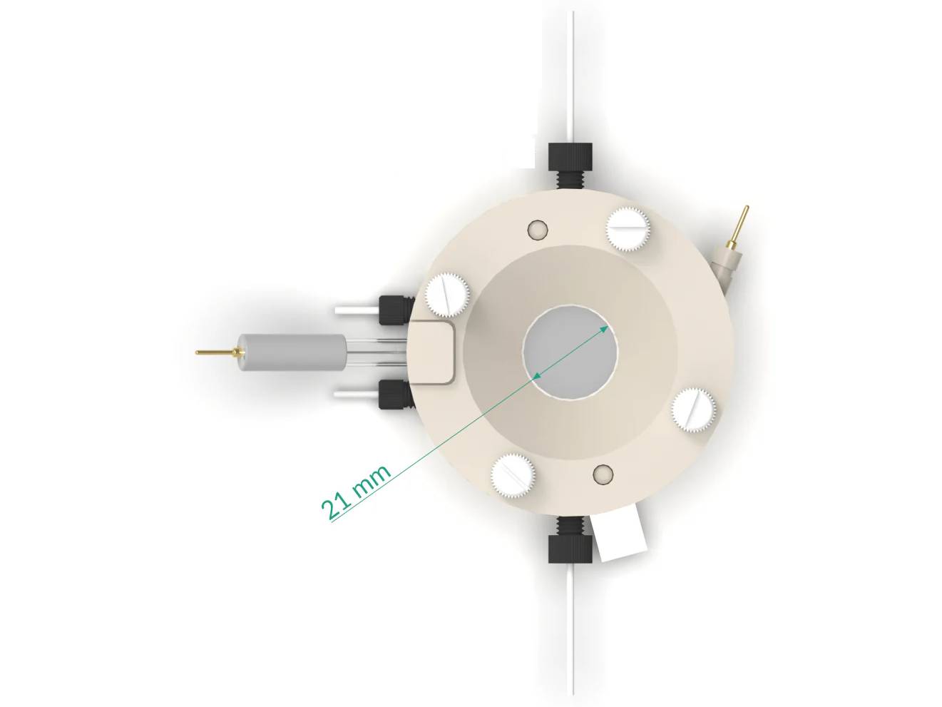 Screw Mount Gas Diffusion Electrode Raman Electrochemical Flow Cell, 3.25 MM Of Min. Working Distance, Electrochemical Products, Redox.me, MSE Supplies