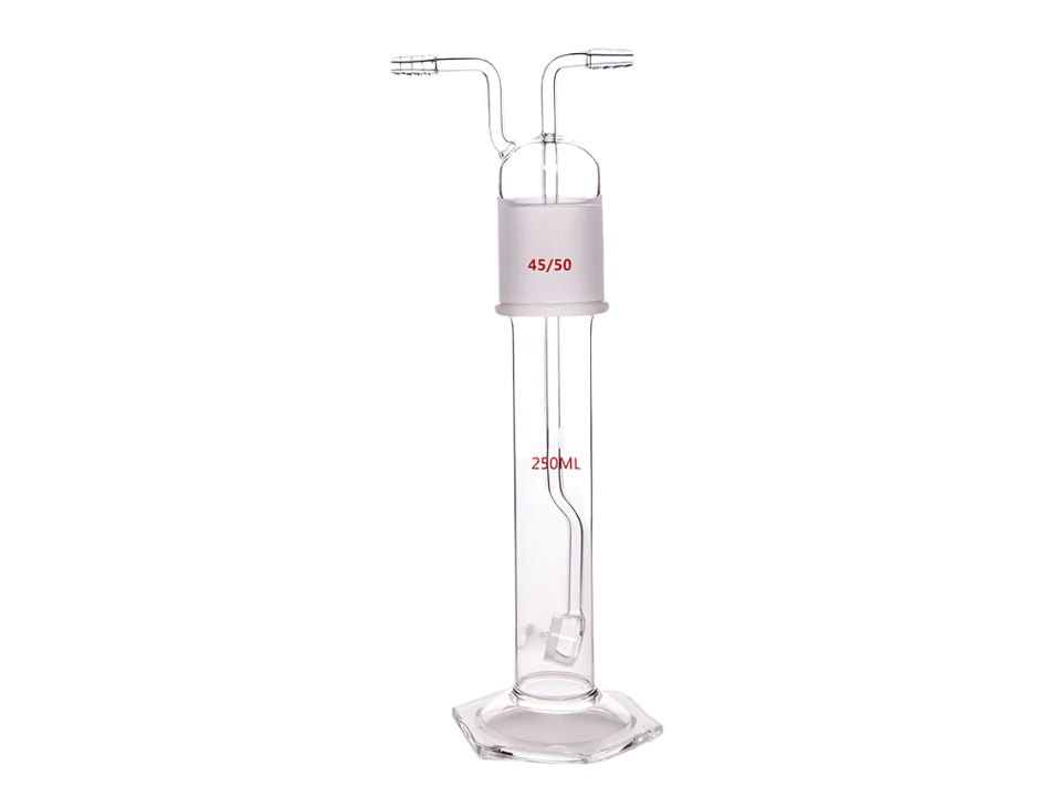 MSE PRO Gas Washing Bottle, with Sand Plate 250mL, Total Height about 305mm, X-C Sand Plate