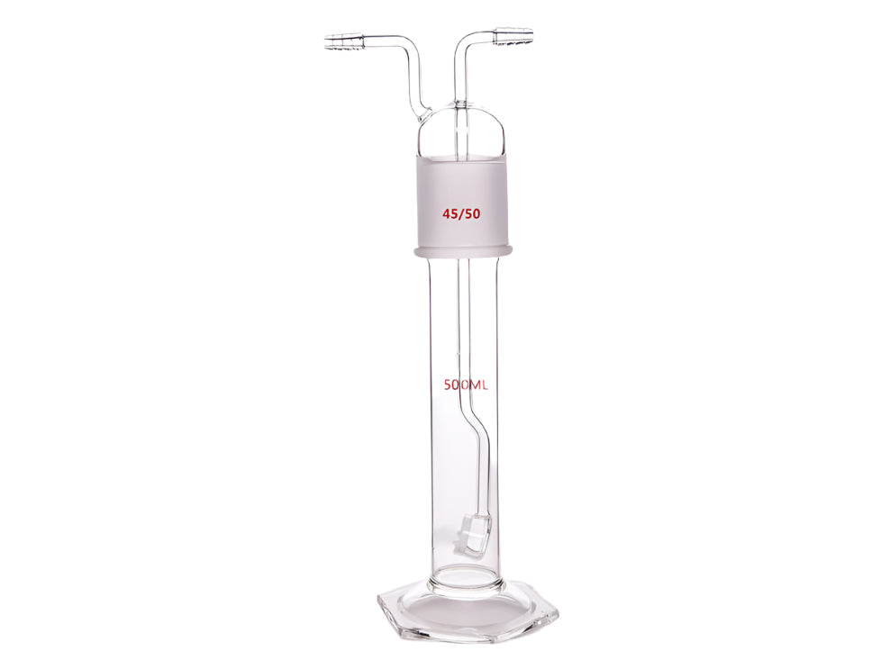 MSE PRO Gas Washing Bottle, with Sand Plate 500mL, Total Height about 380mm, C Sand Plate