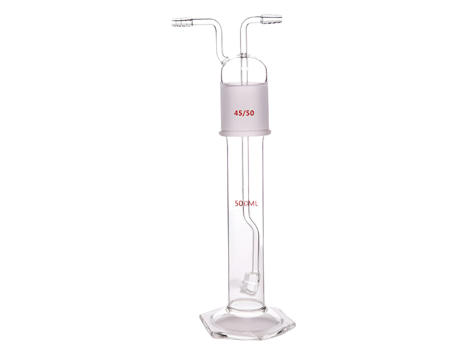 MSE PRO Gas Washing Bottle, with Sand Plate 500mL, Total Height about 380mm, C Sand Plate