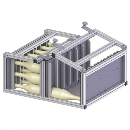 Rack system for champagne bottles (Edmund Buhler, Made in Germany) AI image