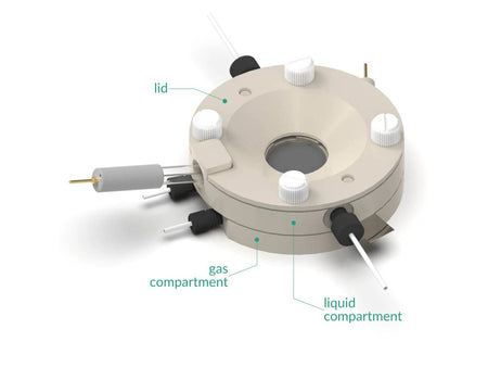 Screw Mount Gas Diffusion Electrode Raman Electrochemical Flow Cell, 3.25 MM Of Min. Working Distance, Electrochemical Products, Redox.me, MSE Supplies