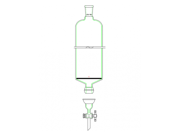 MSE PRO Split 35/20 Ball Bowl Connection, with Sand Plate Chromatography Column, φ100mm, Effective Length 254mm, Gate Aperture: 4mm, 24/40