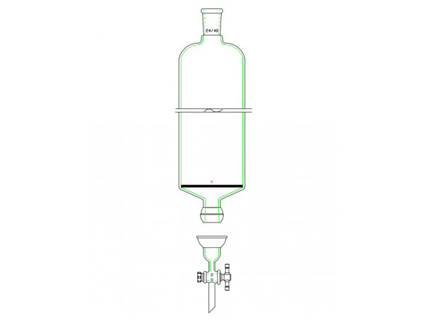 MSE PRO Split 35/20 Ball Bowl Connection, with Sand Plate Chromatography Column, φ100mm, Effective Length 457mm, Gate Aperture: 4mm, 24/40
