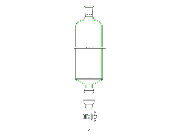 MSE PRO Split Sand Plate Chromatography Column, 35/20 Ball Mill Connection, φ100mm, Effective Length 610mm, Gate Aperture: 4mm, Grinding Mouth: 24/40