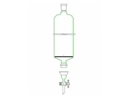 MSE PRO Split Sand Plate Chromatography Column, 35/20 Ball Mill Connection, φ100mm, Effective Length 610mm, Gate Aperture: 4mm, Grinding Mouth: 24/40