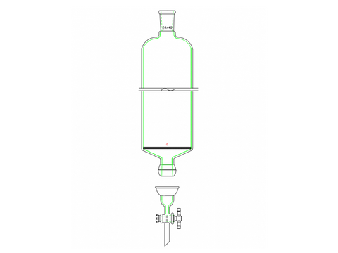 MSE PRO Split Sand Plate Chromatography Column, 35/20 Ball Mill Connection, φ100mm, Effective Length 610mm, Gate Aperture: 4mm, Grinding Mouth: 24/40