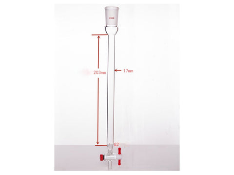 MSE PRO Sand Plate Chromatography Column, φ17mm, Effective Length 203mm, Gate Aperture: 2mm, 24/40