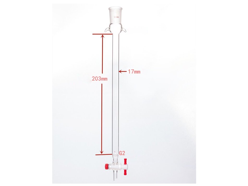 MSE PRO Strengthened Port, with Sand Plate Chromatography Column, φ17mm, Effective Length 203mm, Gate Aperture: 2mm, 24/40