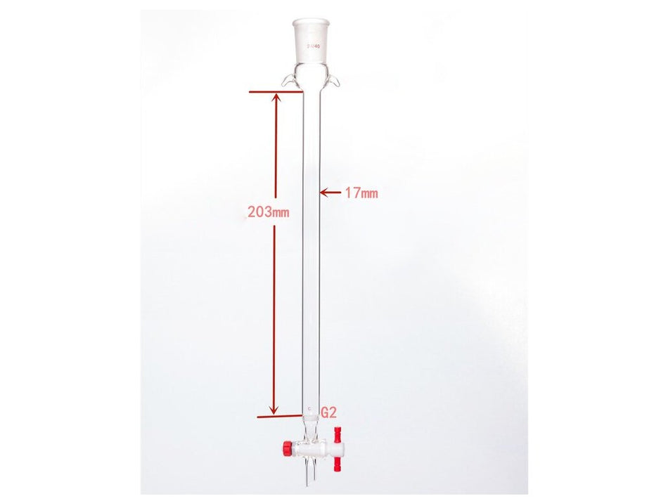 MSE PRO Strengthened Port, with Sand Plate Chromatography Column, φ17mm, Effective Length 203mm, Gate Aperture: 2mm, 24/40