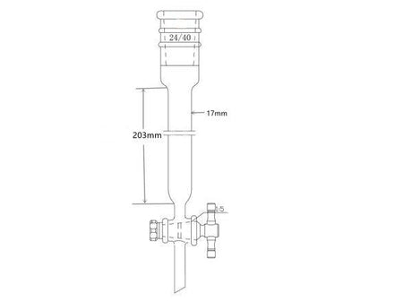 MSE PRO Reinforced Port, Chromatography Column, φ17mm, Effective Length 203mm, Aperture of the Gate: 2mm, 24/40