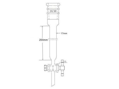 MSE PRO Reinforced Port, Chromatography Column, φ17mm, Effective Length 203mm, Aperture of the Gate: 2mm, 24/40