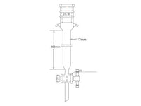 MSE PRO Strengthened Port, with Ears, Chromatography Column, φ17mm, Effective Length 203mm, Aperture of the Gate: 2mm, 24/40