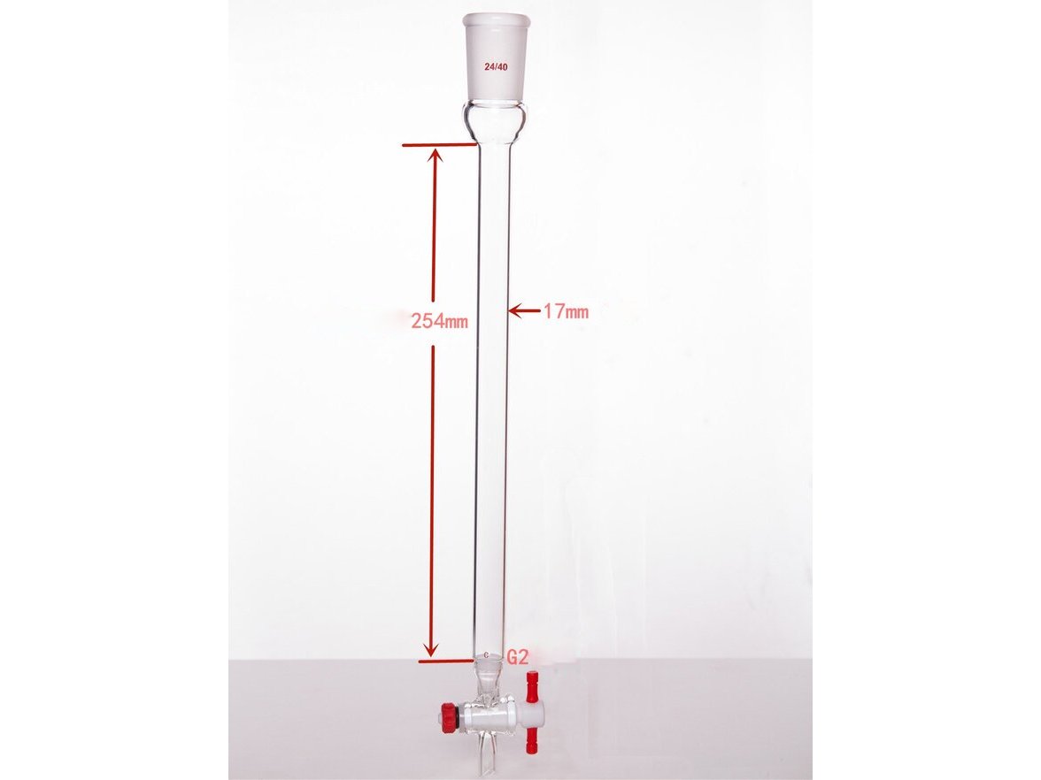 MSE PRO Sand Plate Chromatography Column, φ17mm, Effective Length 254mm, Gate Aperture: 2mm, 24/40