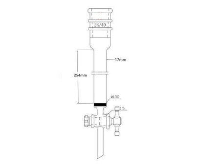 MSE PRO Strengthened Port, with Sand Plate Chromatography Column, φ17mm, Effective Length 254mm, Gate Aperture: 2mm, 24/40