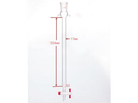 MSE PRO Sand Plate Chromatography Column with Ears, φ17mm, Effective Length 254mm, Gate Aperture: 2mm, 24/40